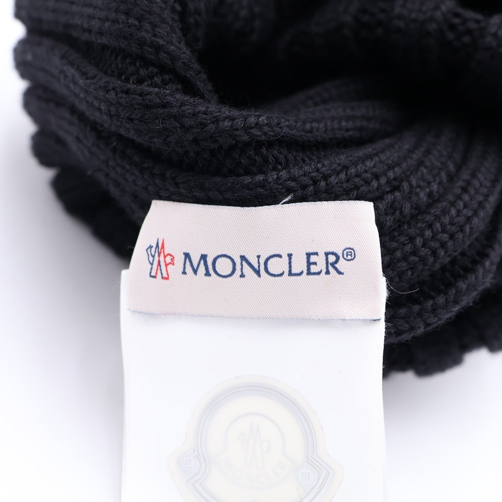 MONCLER(モンクレール) 20AW ワッペンロゴ ポンポン ニットキャップ 帽子 ブラック F20933B7201 A9327 レディース