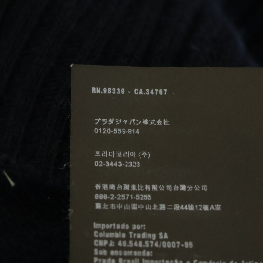 PRADA(プラダ) ボートネック カシミヤ混 ウール リブ 長袖ニット セーター ネイビー P24S74 レディース