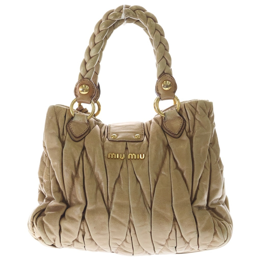 miumiu(ミュウミュウ) マテラッセ 2wayショルダーバッグ ハンドバッグ ベージュ レザー RN0473 ゴールド金具 レディース
