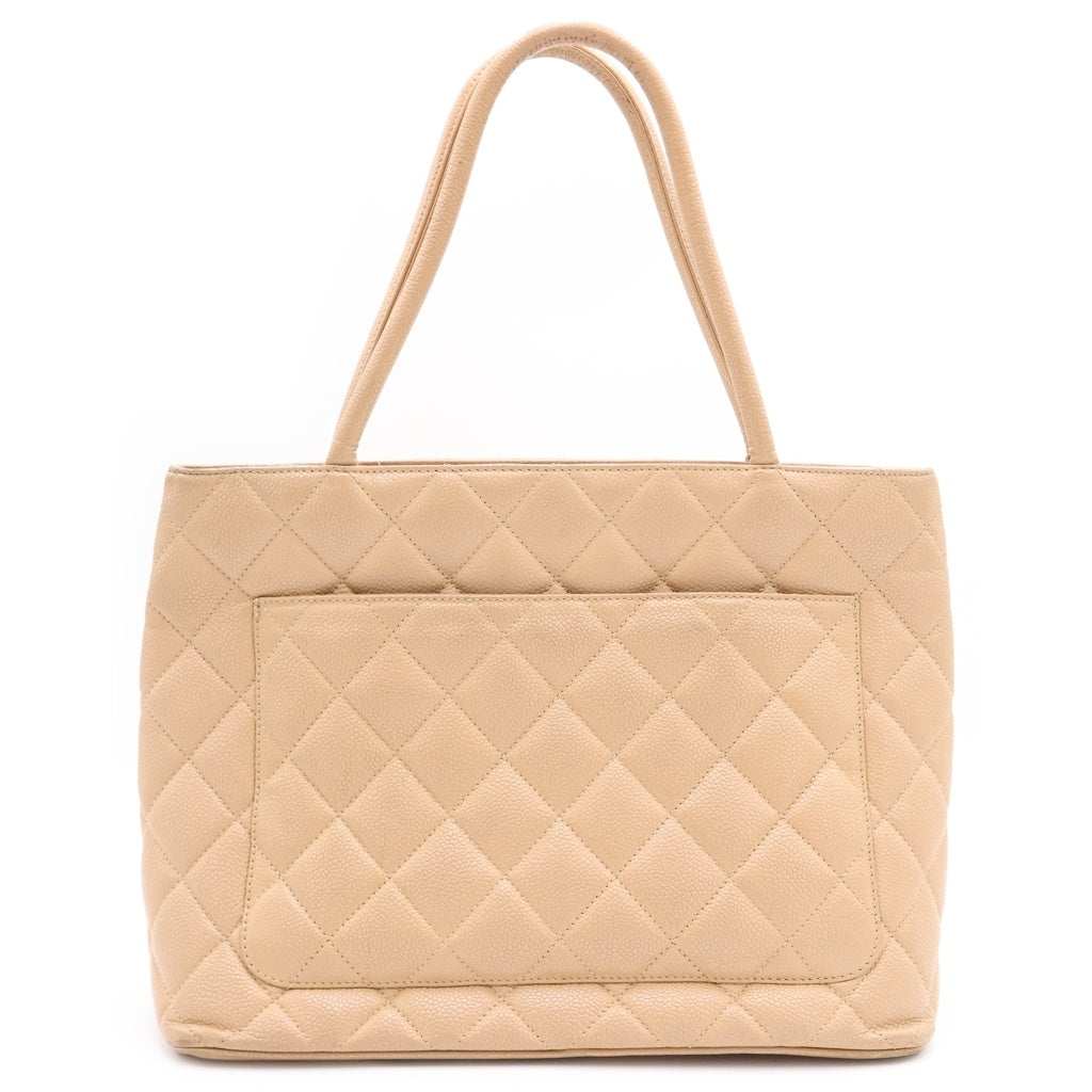 CHANEL(シャネル) 復刻トート トートバッグ ハンドバッグ ベージュ キャビアスキン ゴールド金具 レディース