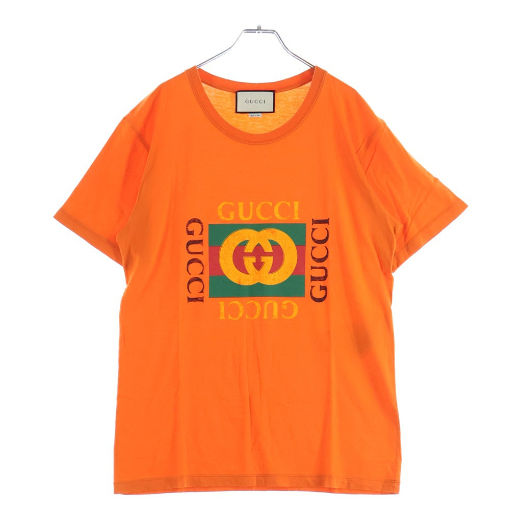 GUCCI(グッチ) グリッターロゴ 半袖Tシャツ オレンジ XS 493117 X3183 レディース