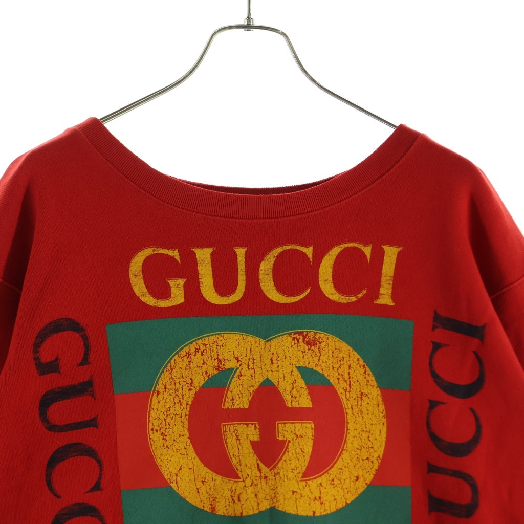 GUCCI(グッチ) ヴィンテージロゴプリント ブルドッグ刺繍 クルーネック