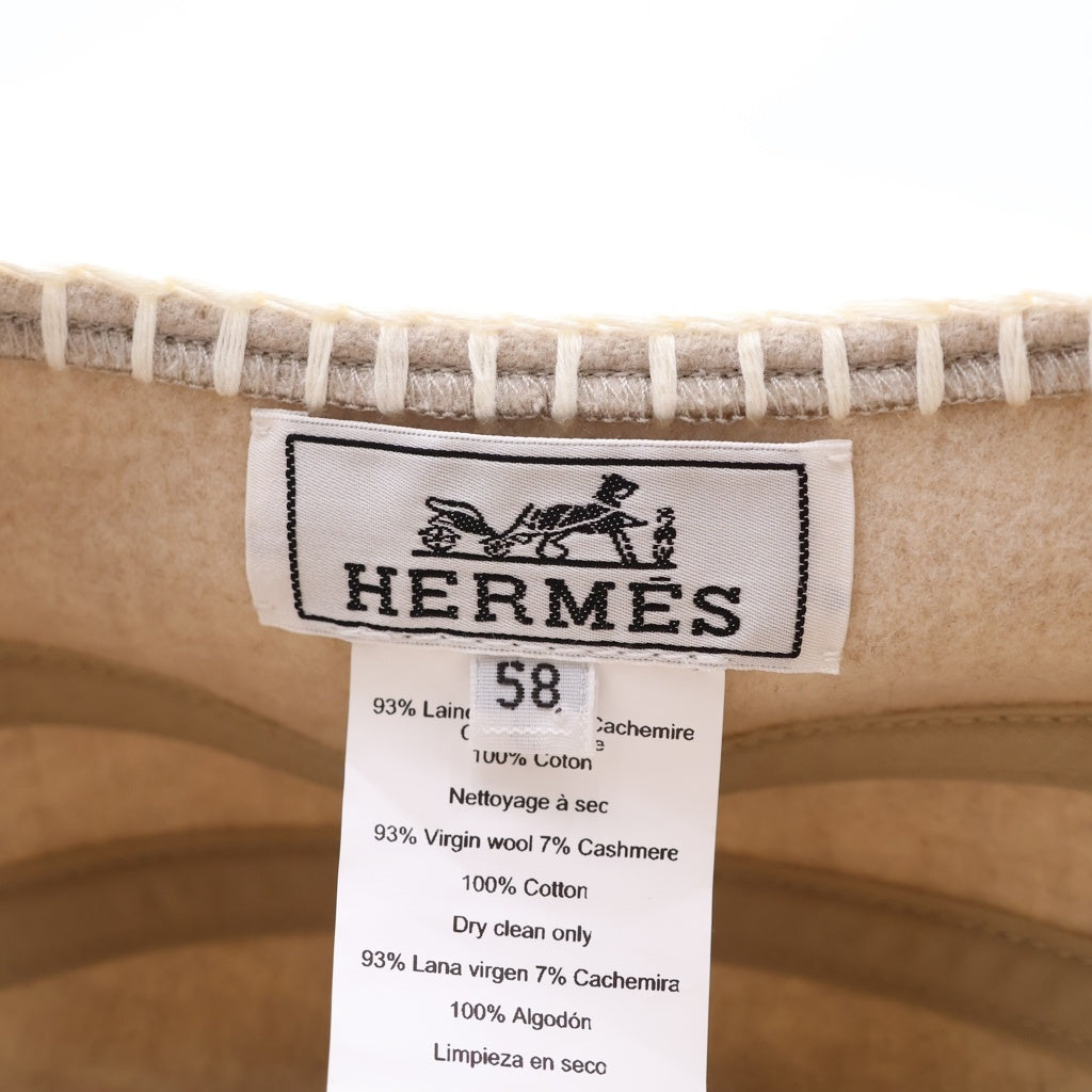 HERMES(エルメス) サン＝トノーレ カシミヤ混 ウール ベレー 帽子 ベージュ H242022N レディース