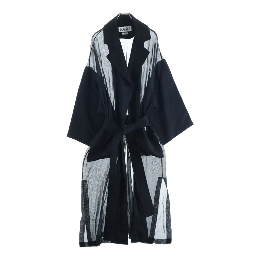 LOEWE(ロエベ) リネンオーガンジー ベルト付きコート ブラック XS S2191050RO レディース