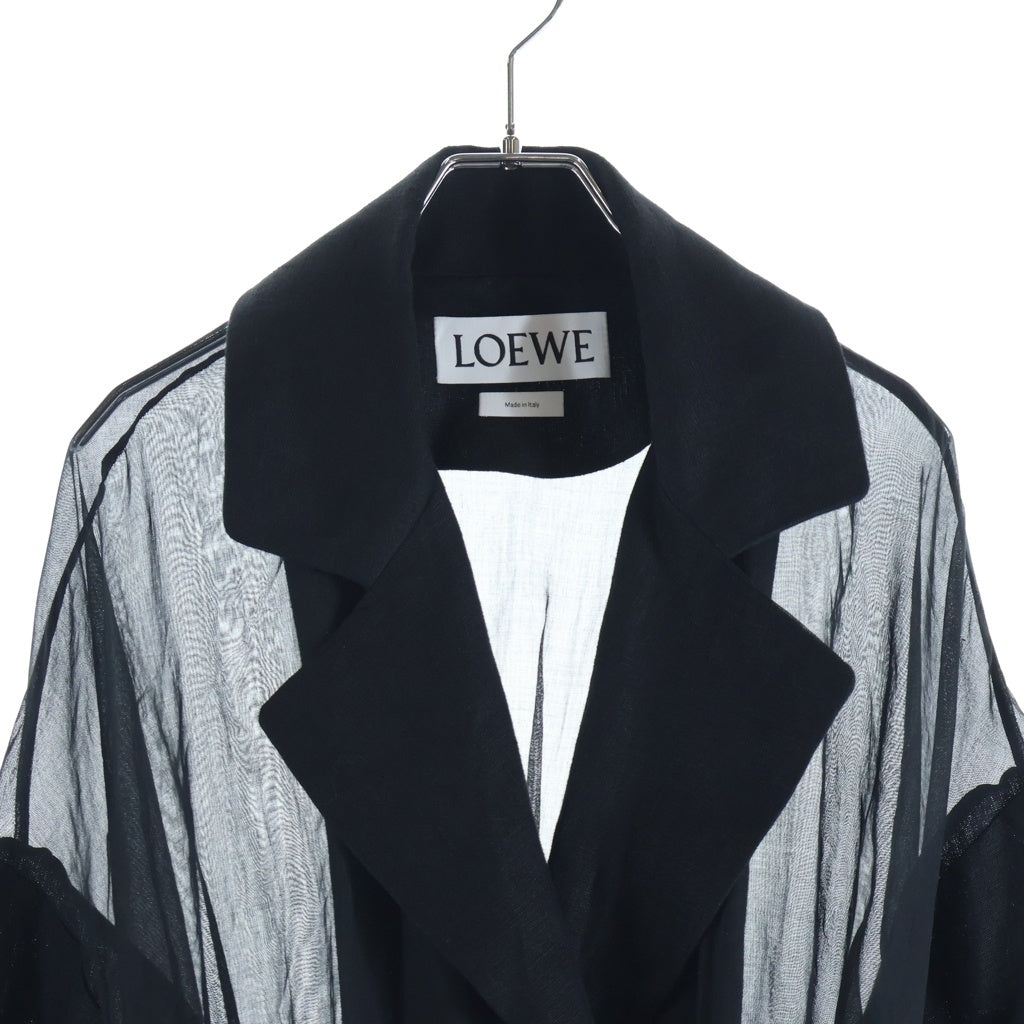 LOEWE(ロエベ) リネンオーガンジー ベルト付きコート ブラック XS S2191050RO レディース