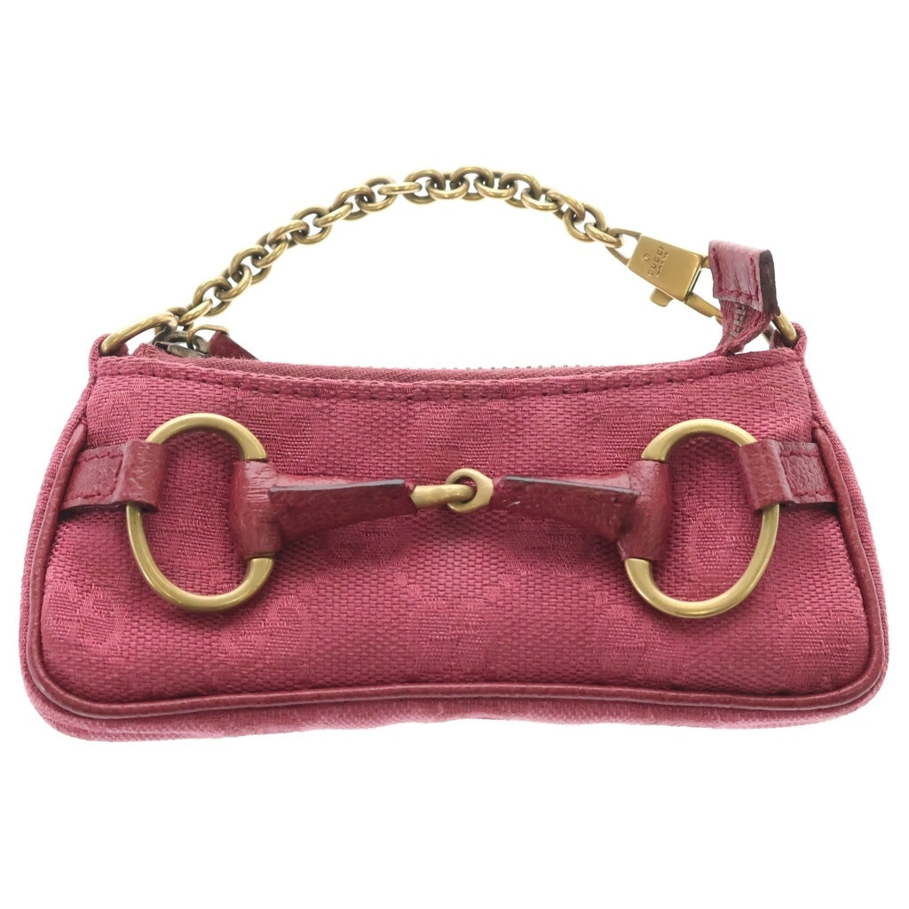 GUCCI(グッチ) ホースビット ミニポーチ コインケース バッグチャーム ピンク キャンバス 121337 レディース