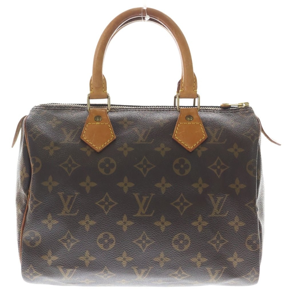 LOUIS VUITTON(ルイヴィトン) モノグラム スピーディ25 ハンドバッグ ボストンバッグ ブラウン レザー×PVC M41528 ゴールド金具 レディース