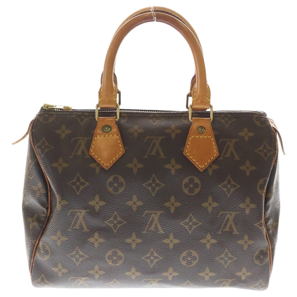 LOUIS VUITTON(ルイヴィトン) モノグラム スピーディ25 ハンドバッグ ボストンバッグ ブラウン レザー×PVC M41528 ゴールド金具 レディース