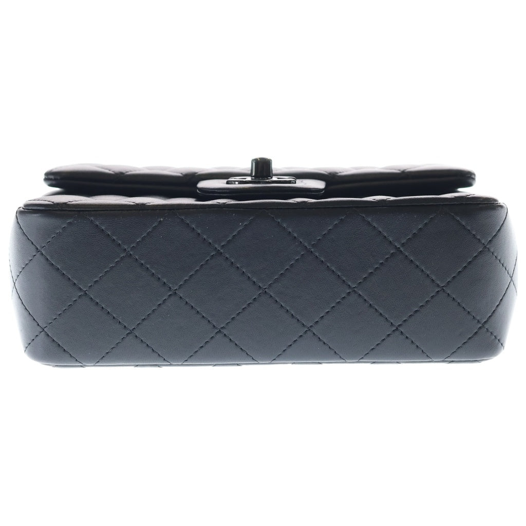 CHANEL(シャネル) トップハンドル ミニフラップバッグ ショルダーバッグ ミニバッグ チェーンバッグ ソーブラック ラムスキン ブラック金具 レディース