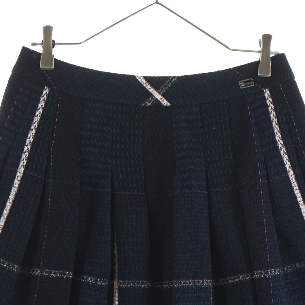 CHANEL(シャネル) ツイード プリーツスカート ブラック×ネイビー 07C 40 P29984V16362 レディース