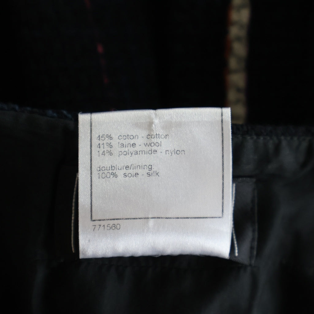 CHANEL(シャネル) ツイード プリーツスカート ブラック×ネイビー 07C
