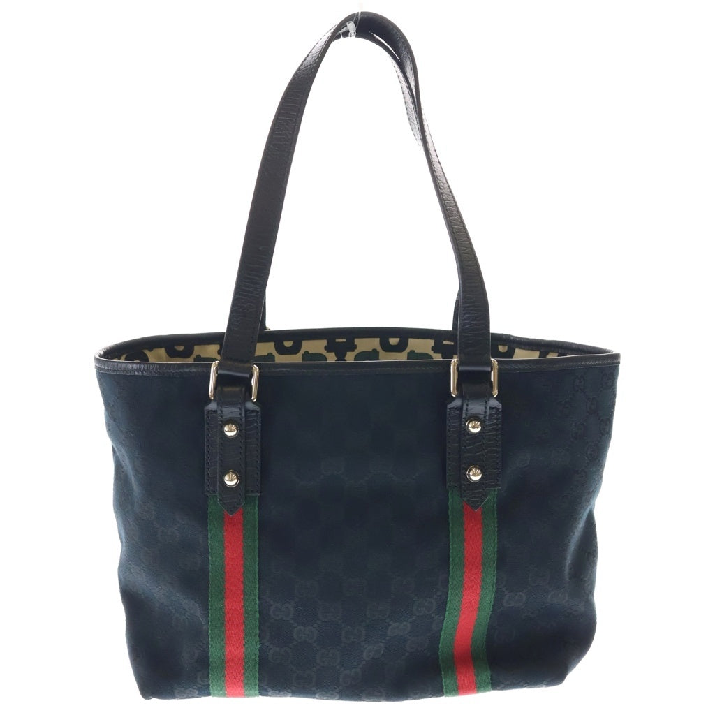 GUCCI(グッチ) GGキャンバス シェリーライン キャンバス/レザー トートバッグ 137396 ブラック レディース