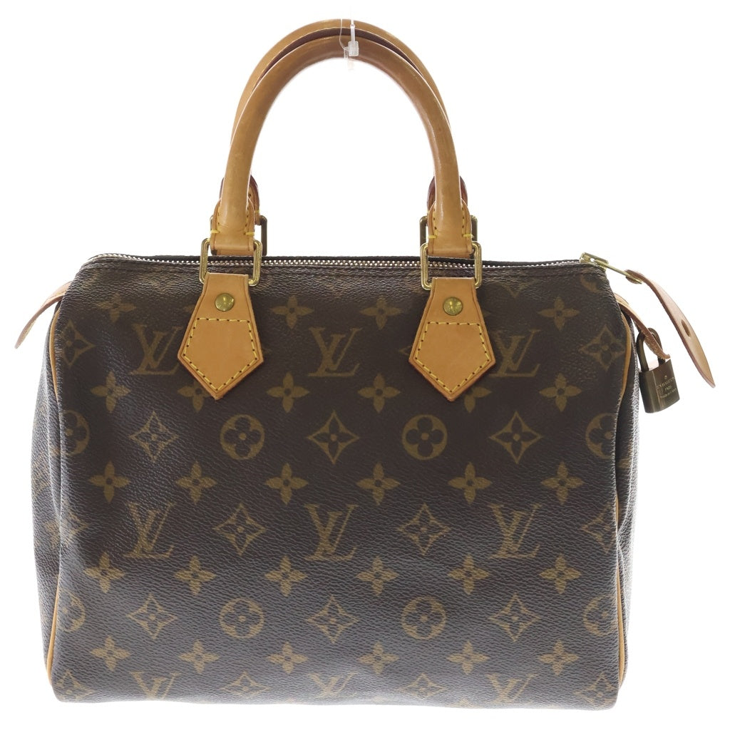 LOUIS VUITTON(ルイヴィトン) モノグラム スピーディ25 ハンドバッグ ミニボストンバッグ ブラウン レザー×PVC M41528 ゴールド金具 レディース