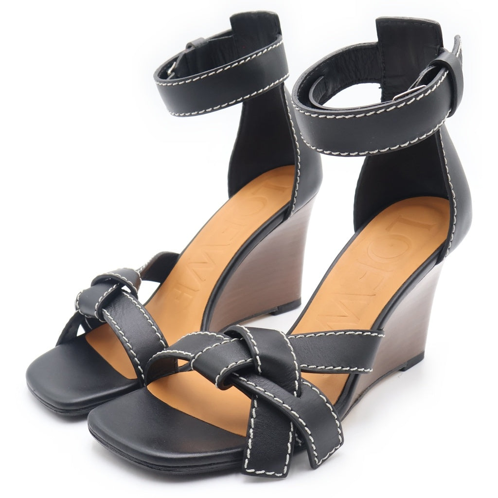 LOEWE(ロエベ) ゲート ウェッジ サンダル ブラック #37 レディース