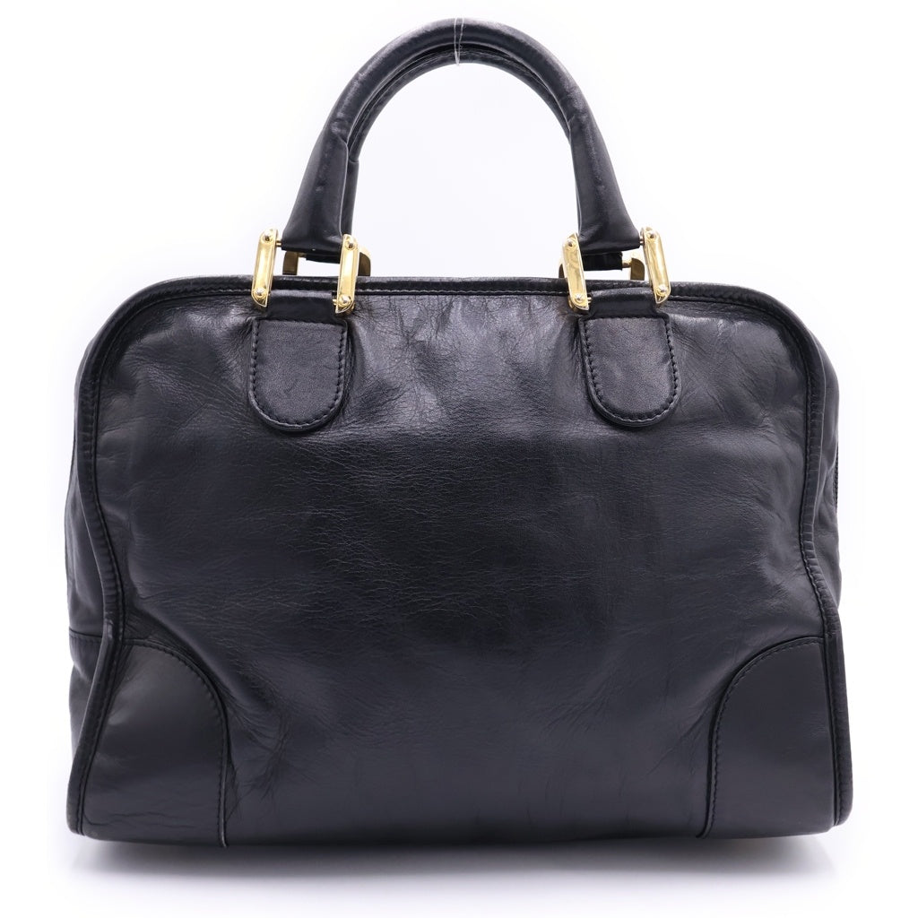 LOEWE(ロエベ) アマソナ32 アナグラム レザー ゴールド金具 ハンドバッグ ミニボストンバッグ ブラック レディース