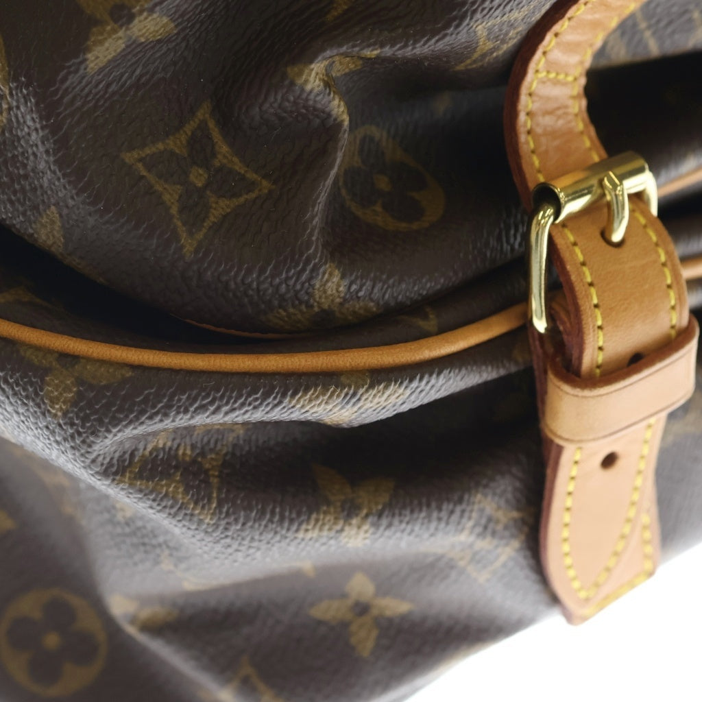 LOUIS VUITTON(ルイヴィトン) モノグラム ソミュール35 ショルダーバッグ ブラウン レザー×PVC M42254 ゴールド金具 レディース