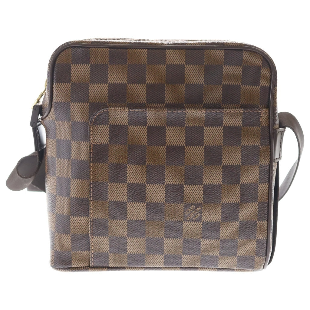 LOUIS VUITTON(ルイヴィトン) ダミエ オラフPM ショルダーバッグ ブラウン レザー×PVC N41442 ゴールド金具 レディース