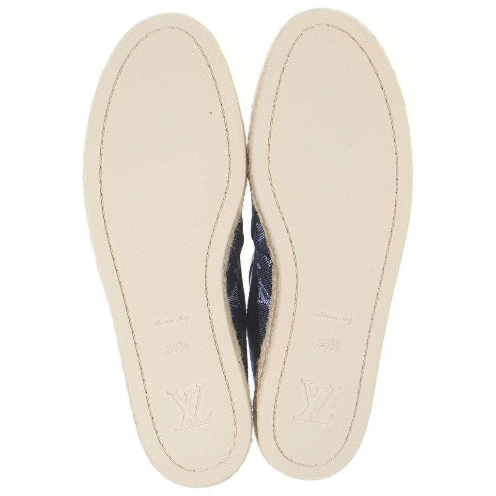 LOUIS VUITTON(ルイヴィトン) モノグラムデニム エスパドリーユ フラットシューズ デニム インディゴブルー #35 1/2 レディース