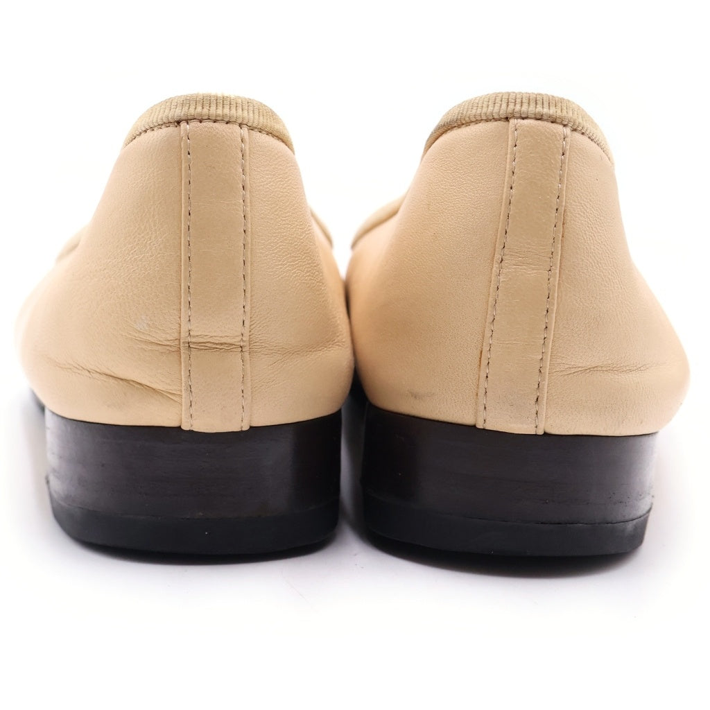 CHANEL(シャネル) ココマーク リボン バレエシューズ ベージュ×ブラック #36 1/2 A02819 レディース