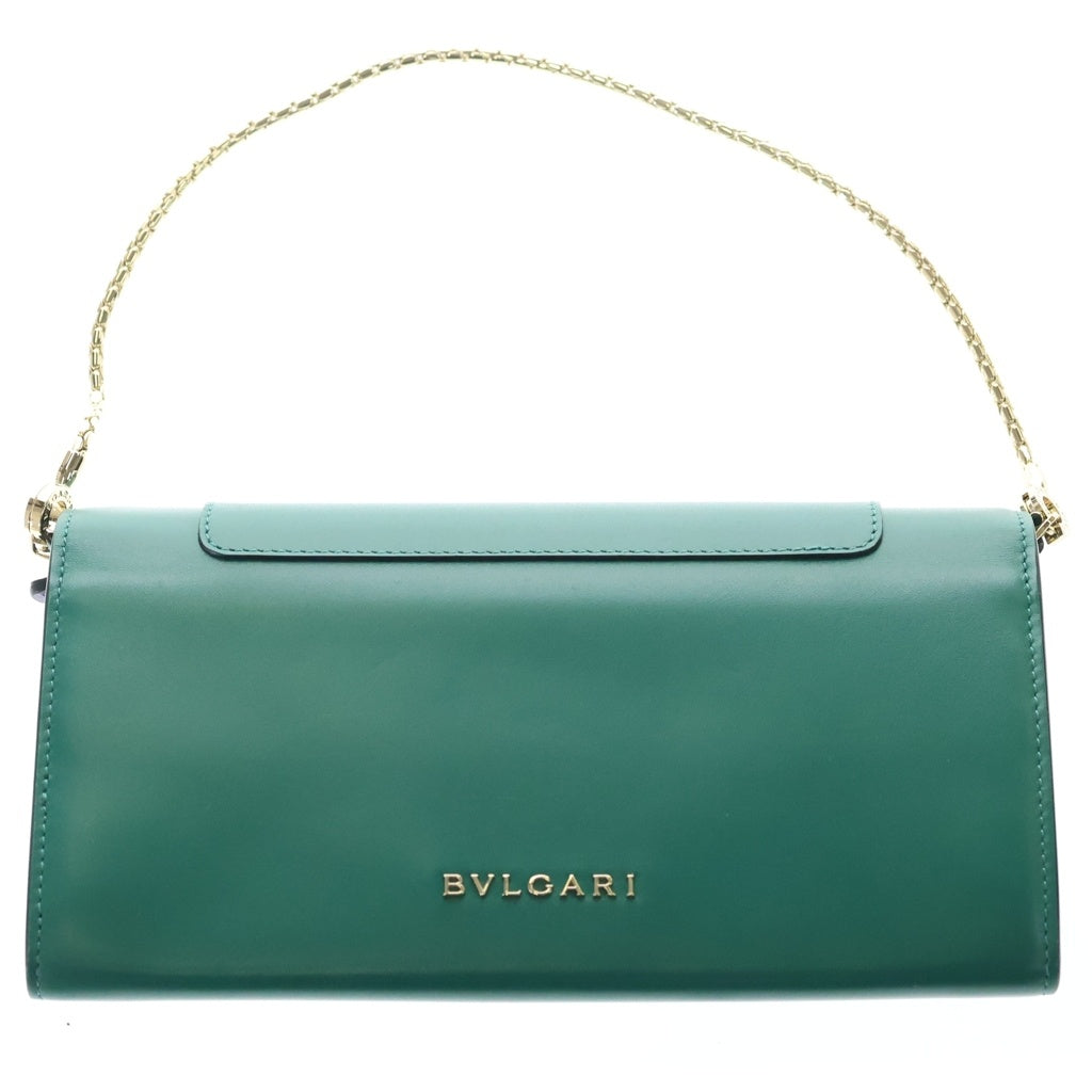 BVLGARI(ブルガリ) セルペンティ チェーンウォレット ハンドバッグ 長財布 カードケース グリーン レザー ゴールド金具 レディース