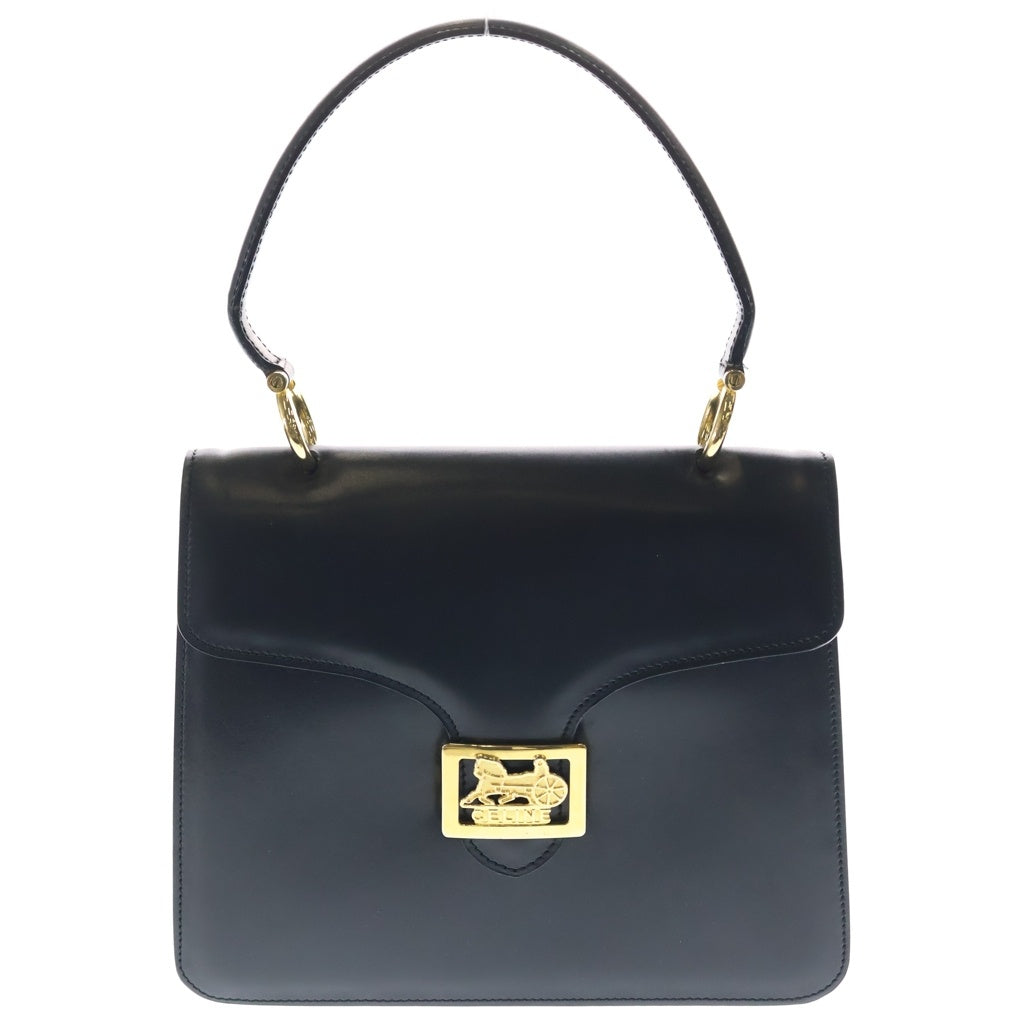 CELINE(セリーヌ) 馬車金具 ハンドバッグ ブラック レザー ゴールド金具 レディース