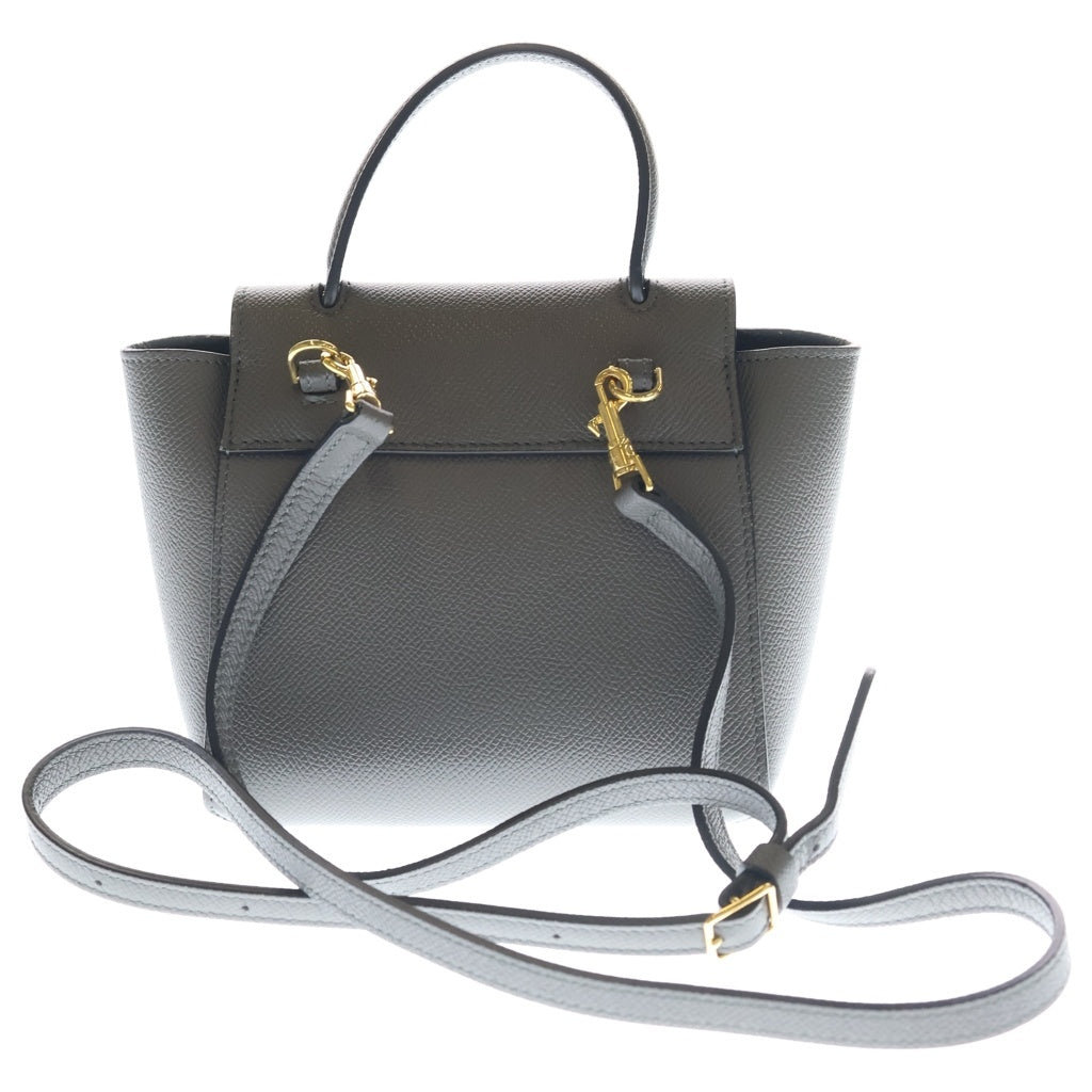 CELINE(セリーヌ) ベルトバッグ ハンドバッグ ピコ 2WAYバッグ ハンドバッグ ショルダーバッグ グレー レザー ゴールド金具 レディース