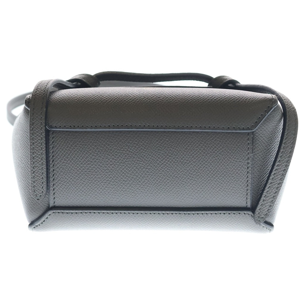 CELINE(セリーヌ) ベルトバッグ ハンドバッグ ピコ 2WAYバッグ ハンドバッグ ショルダーバッグ グレー レザー ゴールド金具 レディース