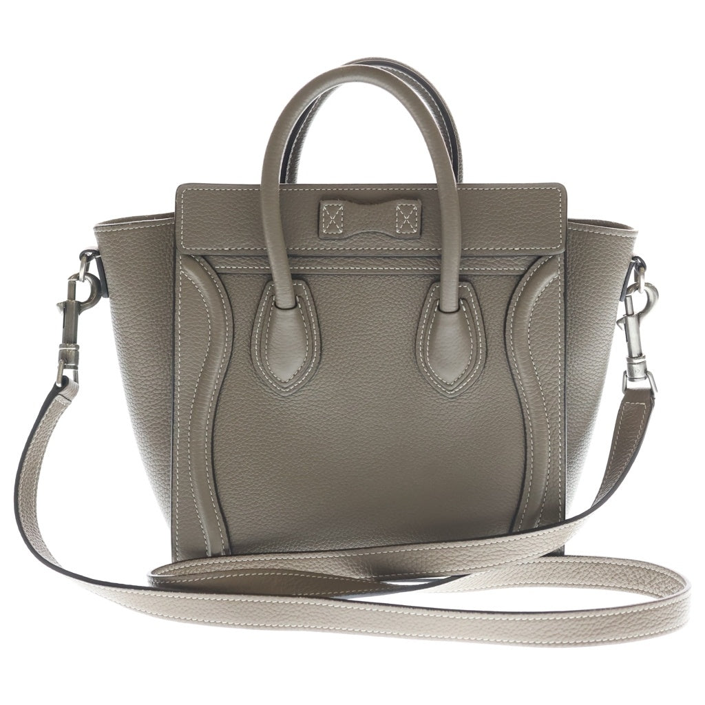 CELINE(セリーヌ) ラゲージ ナノ 2WAYバッグ ハンドバッグ ショルダーバッグ グレージュ レザー シルバー金具 レディース