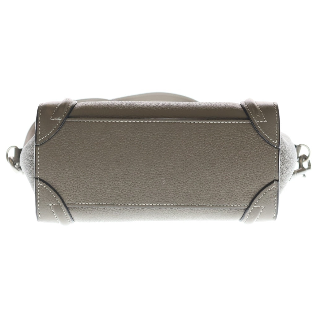CELINE(セリーヌ) ラゲージ ナノ 2WAYバッグ ハンドバッグ ショルダーバッグ グレージュ レザー シルバー金具 レディース