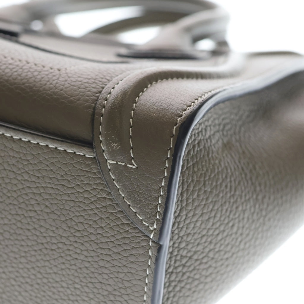 CELINE(セリーヌ) ラゲージ ナノ 2WAYバッグ ハンドバッグ ショルダーバッグ グレージュ レザー シルバー金具 レディース