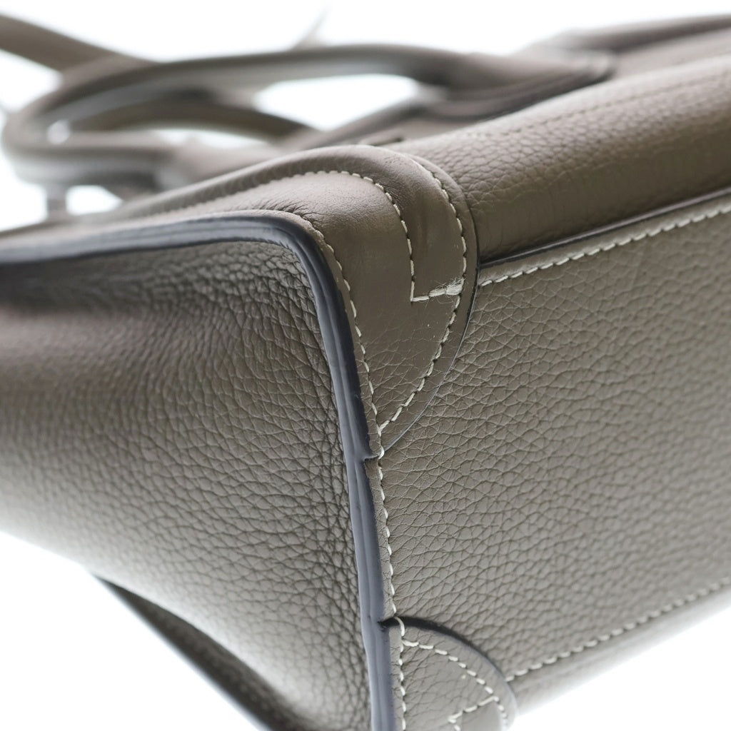 CELINE(セリーヌ) ラゲージ ナノ 2WAYバッグ ハンドバッグ ショルダーバッグ グレージュ レザー シルバー金具 レディース