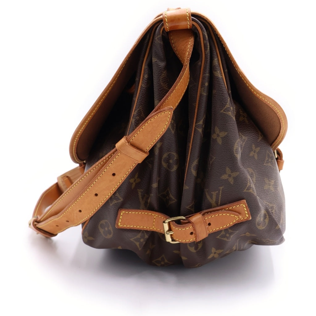 LOUIS VUITTON(ルイヴィトン) モノグラム ソミュール35 ショルダーバッグ ブラウン レザー×PVC M42254 ゴールド金具
