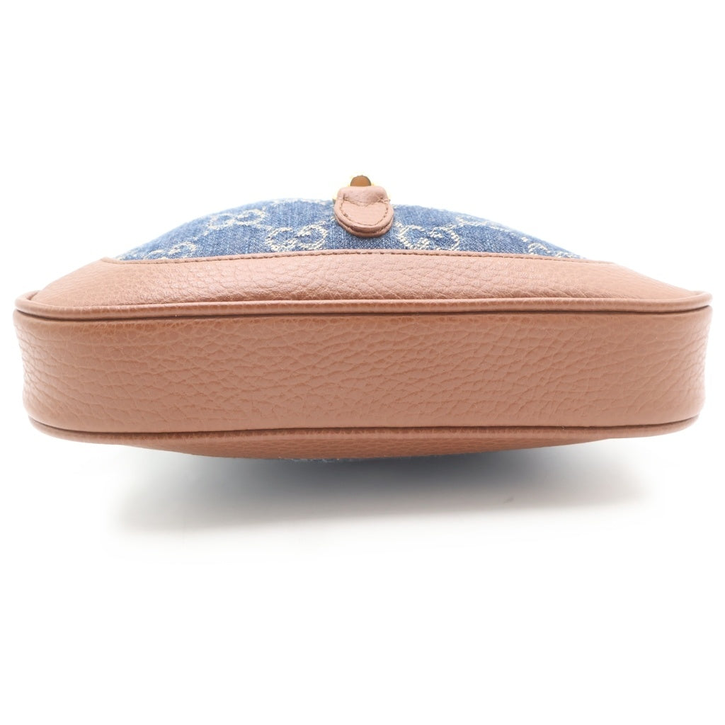 GUCCI(グッチ) ジャッキー1961 デニム×レザー 2WAY ショルダーバッグ ハンドバッグ ミニバッグ 637092 ブルー ネイビー ブラウン レディース