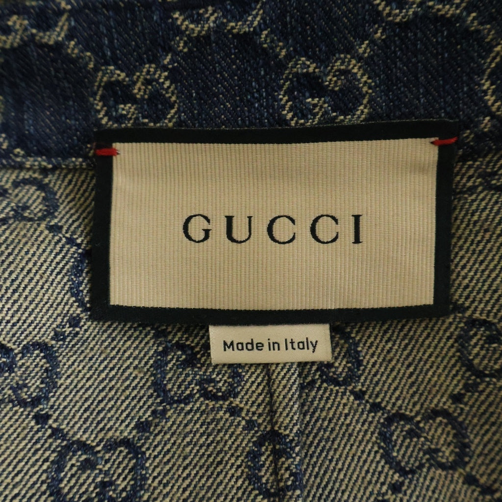 GUCCI(グッチ) GG総柄 ジャガード デニム タイト ミニスカート インディゴ レディース 652661