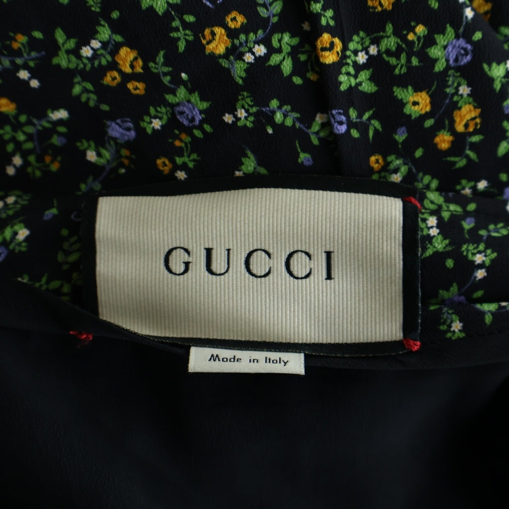 GUCCI(グッチ) フラワー 総柄プリント ロングスカート ブラック レディース 642462