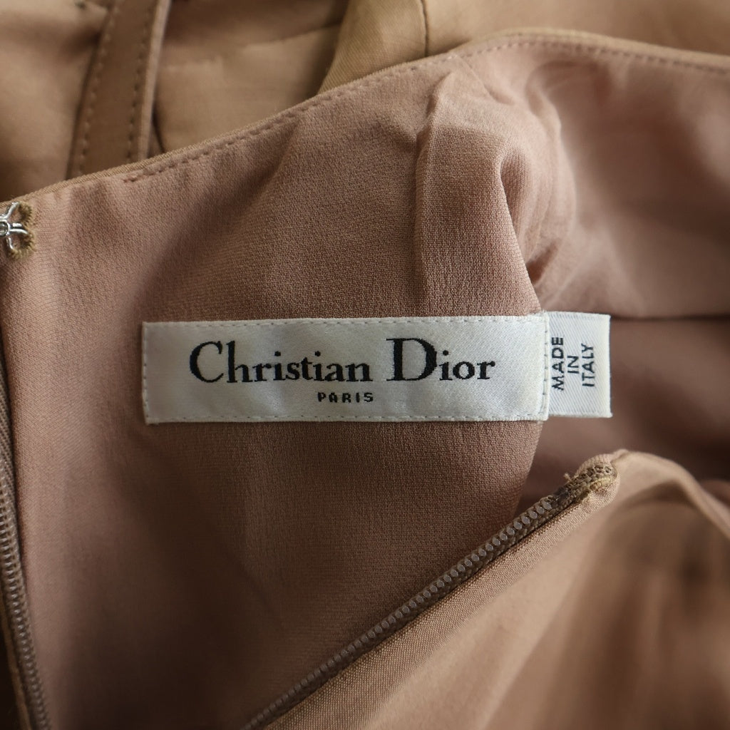 Christian Dior(クリスチャンディオール) ベルト付ノースリーブワンピース ベージュ 041R05A1163 レディース