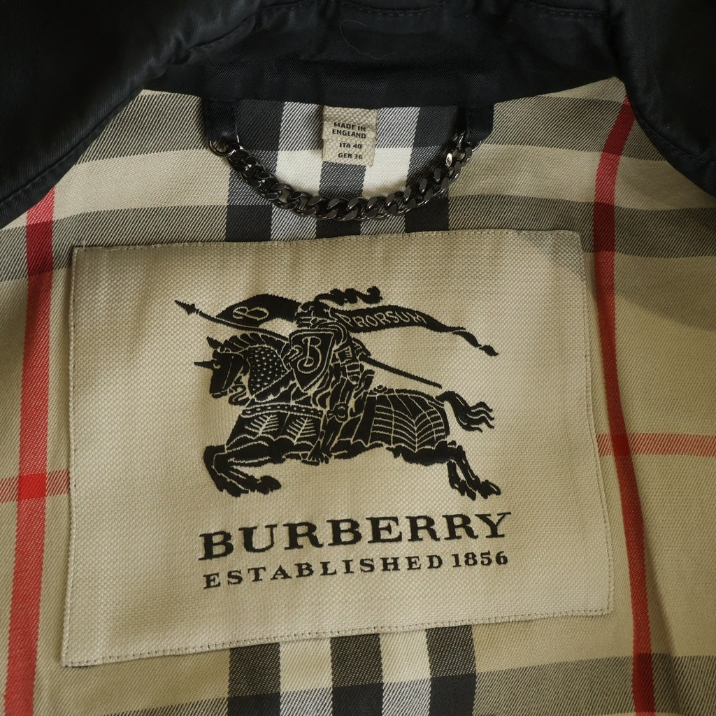BURBERRY(バーバリー) 裏地ノバチェック柄 コットントレンチコート ブラック 3900545 レディース