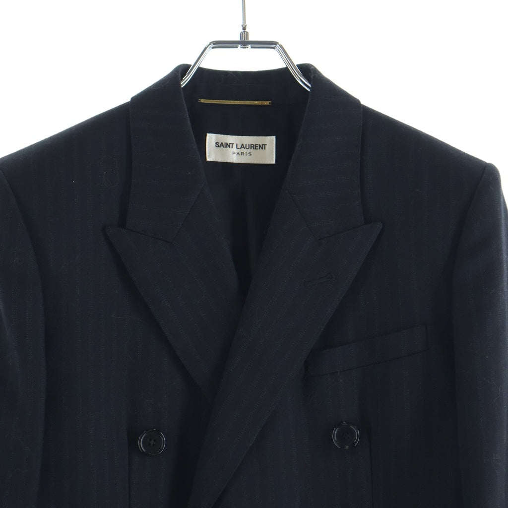SAINT LAURENT PARIS(サンローランパリ) 20AW ストライプ柄ダブルブレストジャケット ブラック 632886 レディース