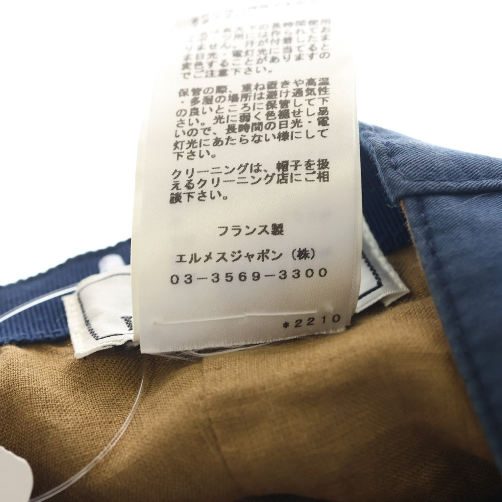 HERMES(エルメス) Hロゴ刺繍 ベースボールキャップ 帽子 ネイビー