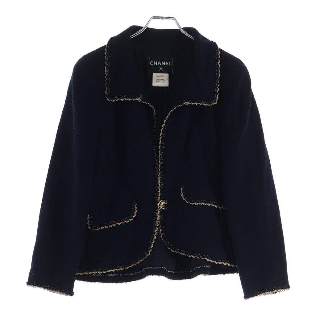CHANEL(シャネル) ココボタン レーストリム ツイードジャケット ネイビー P37213V18196 レディース