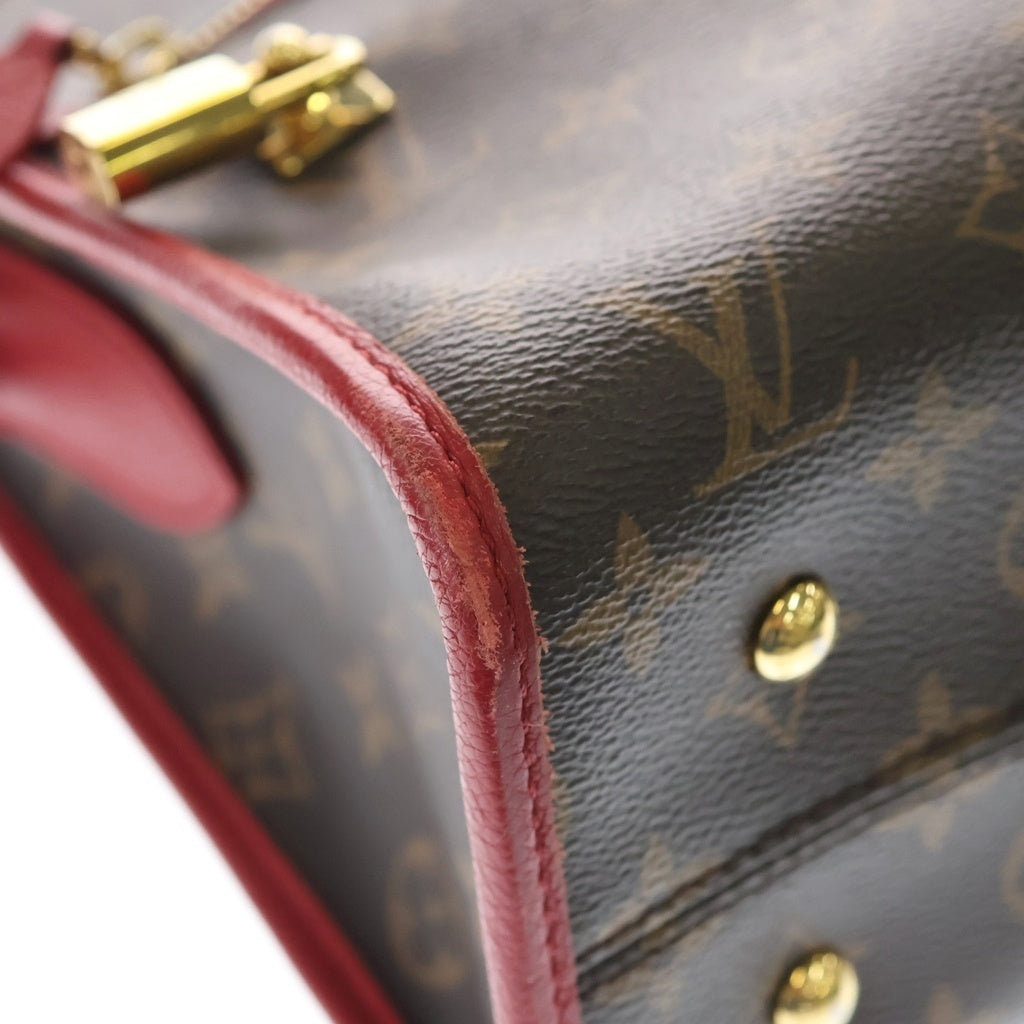 LOUIS VUITTON(ルイヴィトン) モノグラム ポパンクールPM 2WAYバッグ ハンドバッグ ショルダーバッグ レッド×ブラウン レザー×PVC M43433 ゴールド金具 レディース
