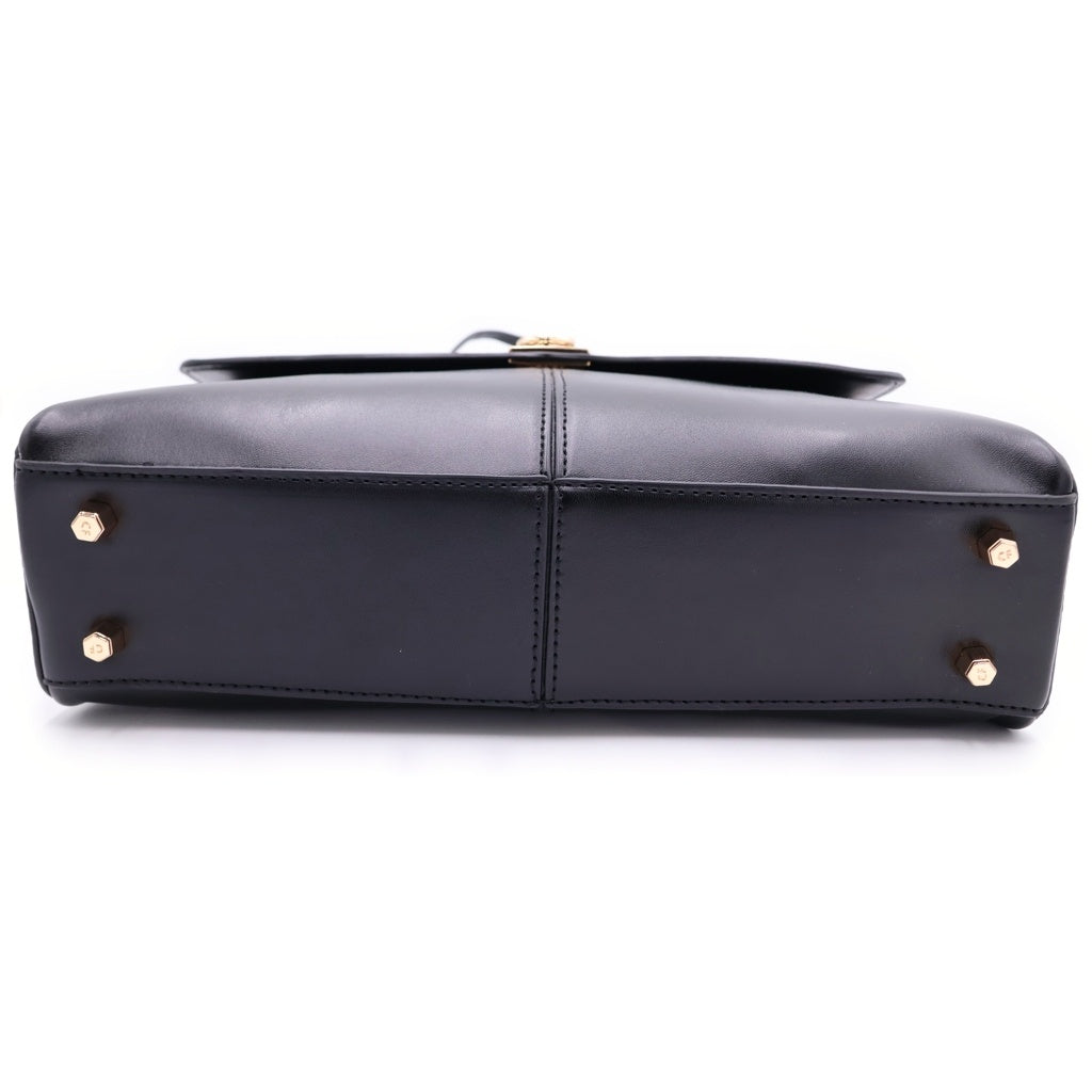 CAFUNE(カフネ) 2WAYハンドバッグ ショルダーバッグ ブラック レザー ゴールド金具 レディース