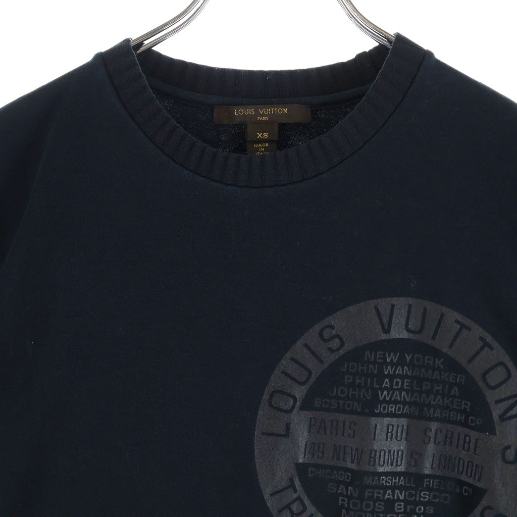 LOUIS VUITTON(ルイヴィトン) LVワールドツアー スタンプ ロゴプリント 半袖Tシャツ カットソー ネイビー RW172W DMF FDTS08 レディース