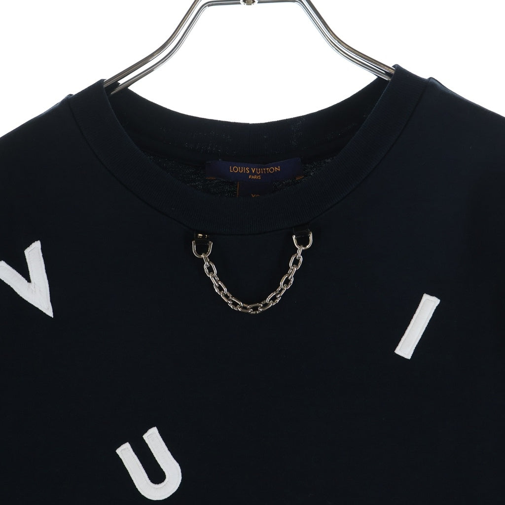 LOUIS VUITTON(ルイヴィトン) ロゴ刺繍 チェーン 半袖Tシャツ カットソー ネイビー/ホワイト FFTS02JG2 レディース