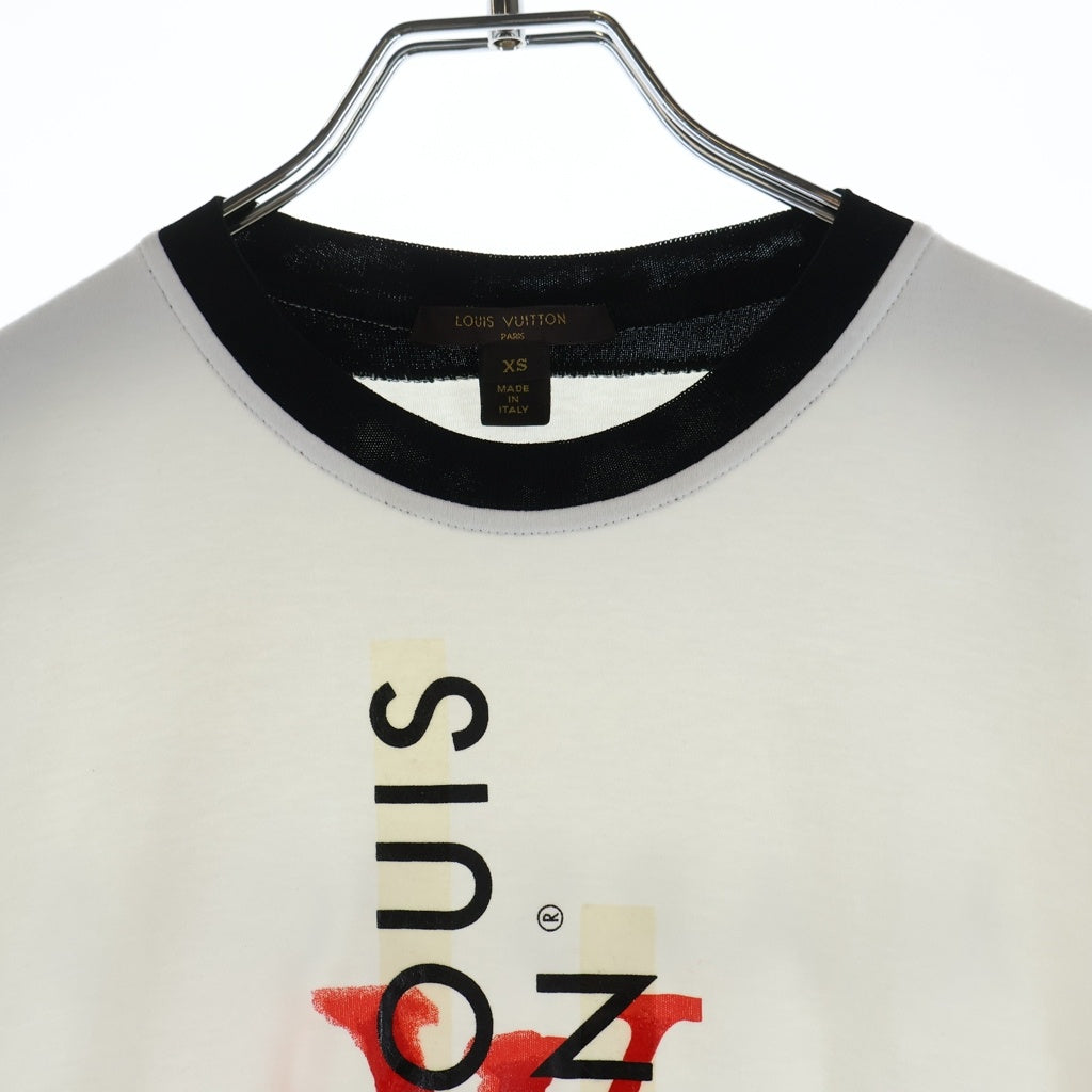 LOUIS VUITTON(ルイヴィトン) 15AW ロゴプリント 半袖Tシャツ カットソー ホワイト/ブラック RW152B F8T S09QG2 レディース