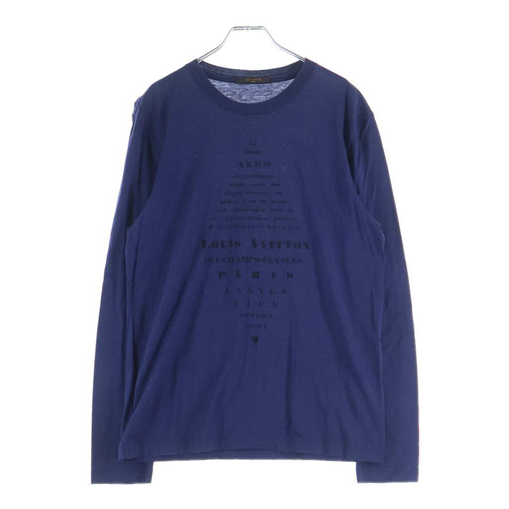 LOUIS VUITTON(ルイヴィトン) 14AW ロゴプリント ロングスリーブ 長袖Tシャツ カットソー ネイビー RM142M H6Y 12WJDY