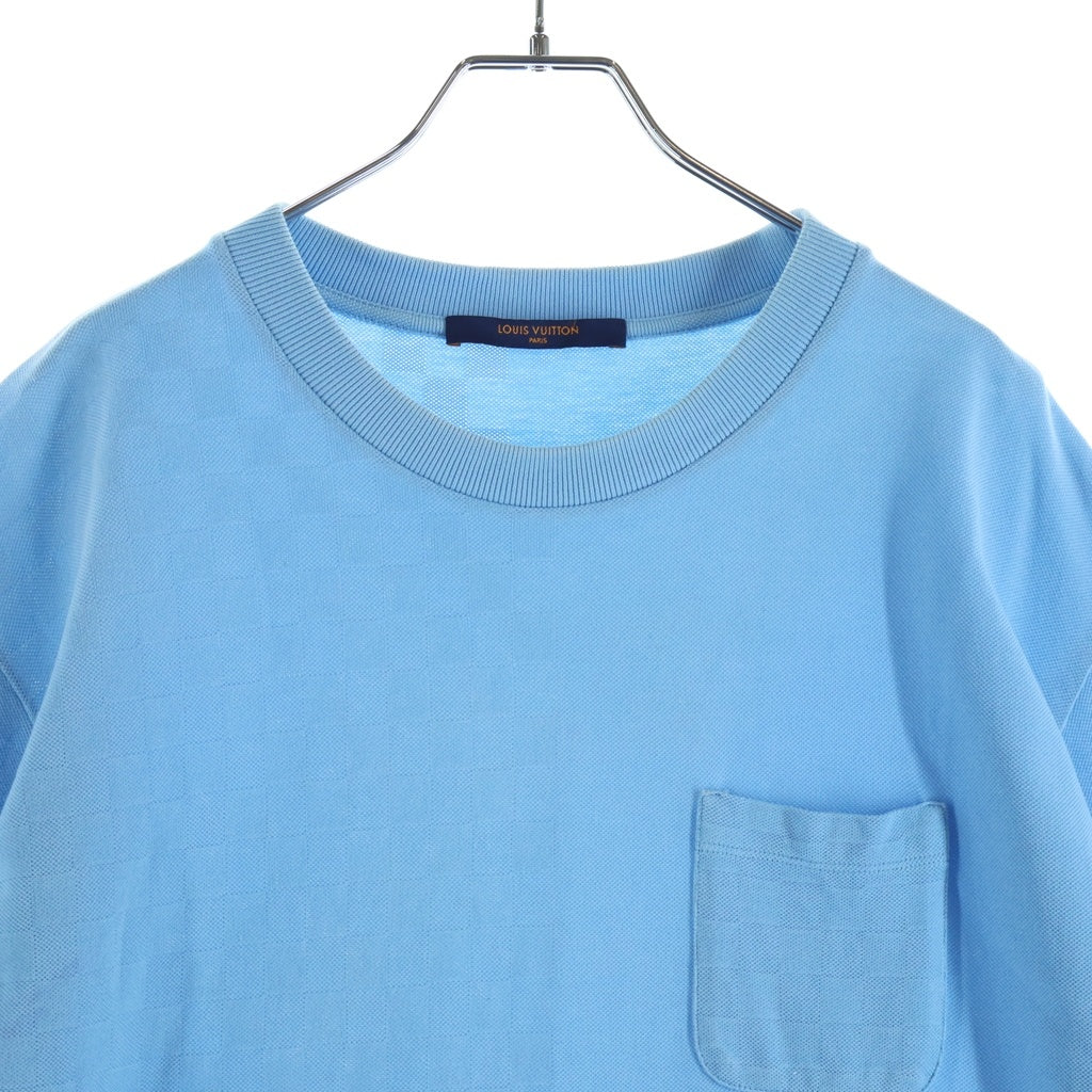 LOUIS VUITTON(ルイヴィトン) 21AW ハーフダミエ 鹿の子 クルーネック 半袖Tシャツ カットソー ライトブルー RM212Q VHI HJY40W