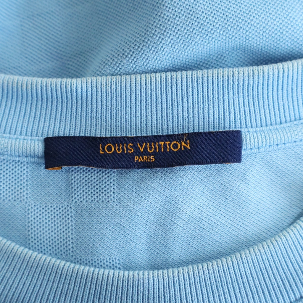 LOUIS VUITTON(ルイヴィトン) 21AW ハーフダミエ 鹿の子 クルーネック 半袖Tシャツ カットソー ライトブルー RM212Q VHI HJY40W