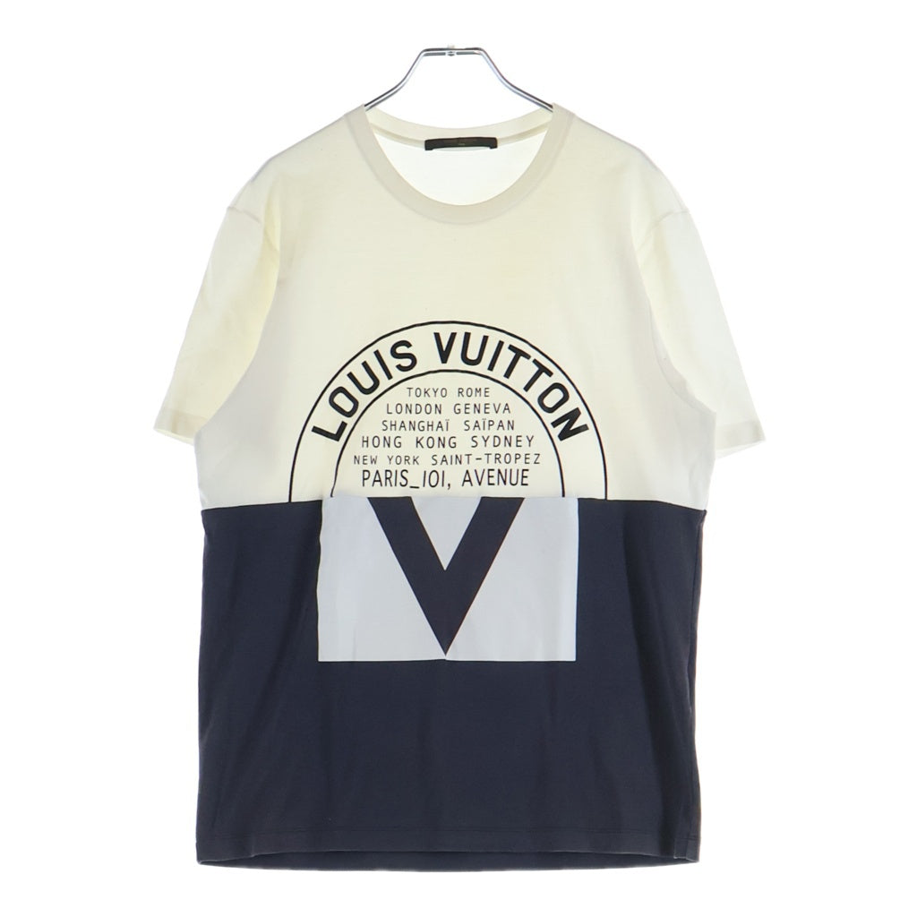 LOUIS VUITTON(ルイヴィトン) 16SS サークル ロゴプリント 半袖Tシャツ カットソー ホワイト/グレー RM161M CMS H9Y04W