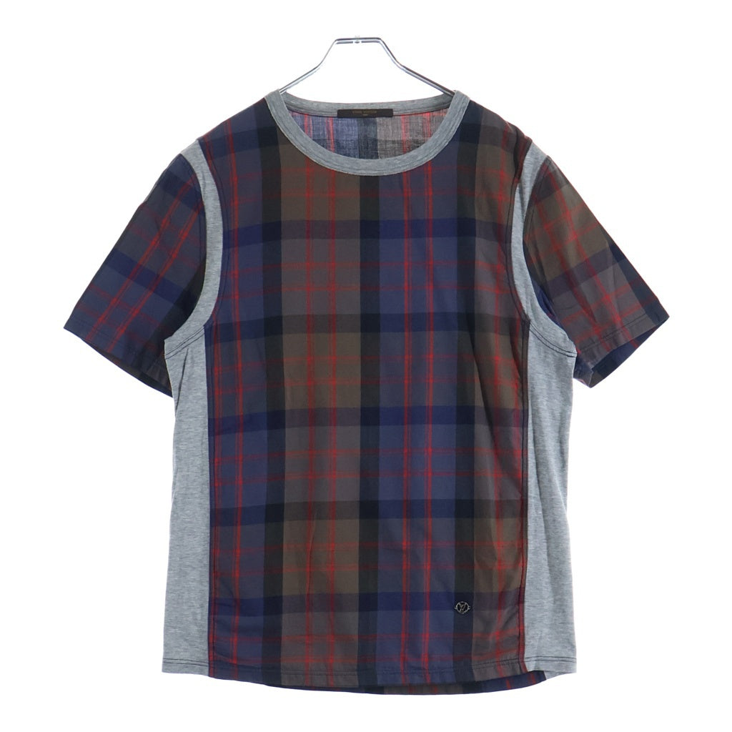 LOUIS VUITTON(ルイヴィトン) 17SS チェック総柄 半袖Tシャツ カットソー ネイビー/ブラウン RM171 AZJ HBY77W